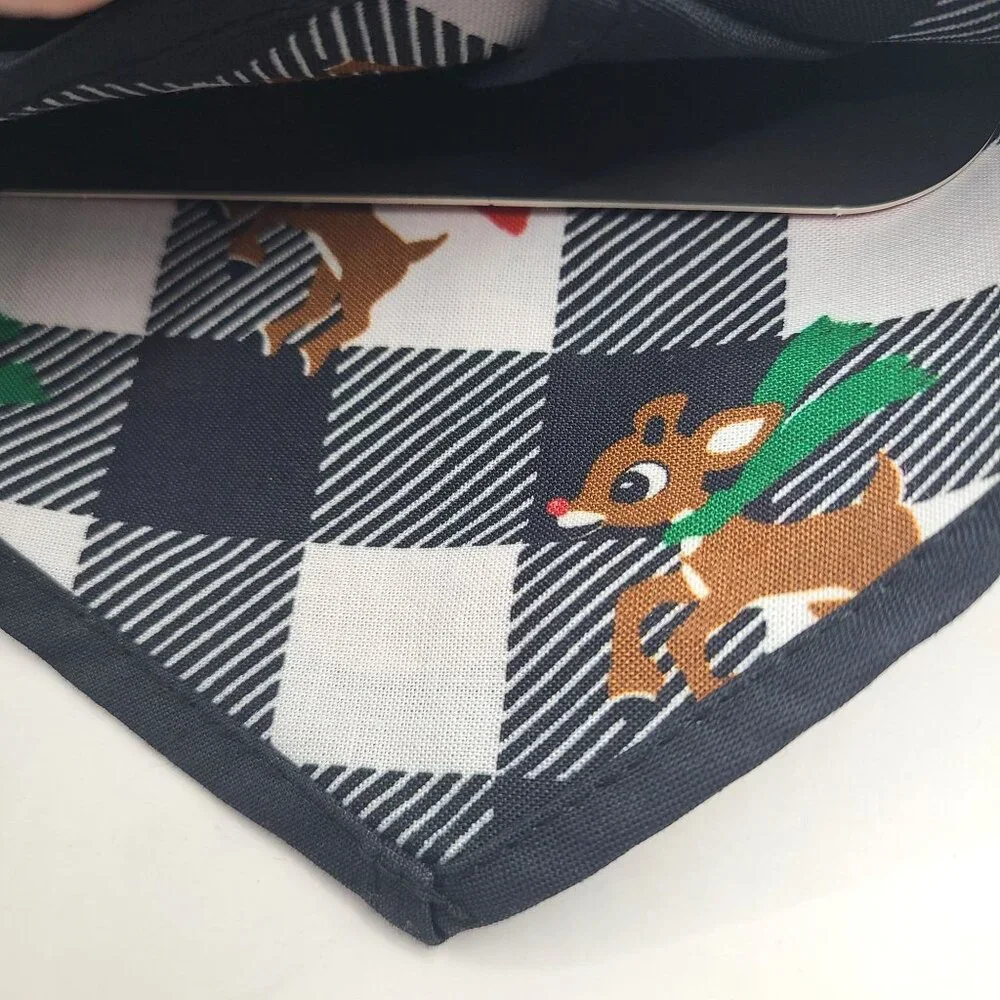 Rudolph The Red-Nosed Reindeer L/XL Pet Bandana Ready Santa Reversible 2 Designs